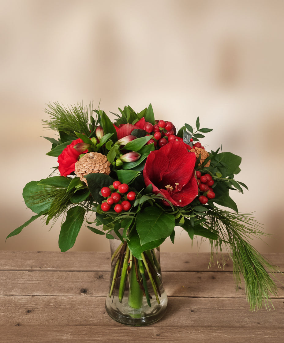 Röd Amaryllisbukett